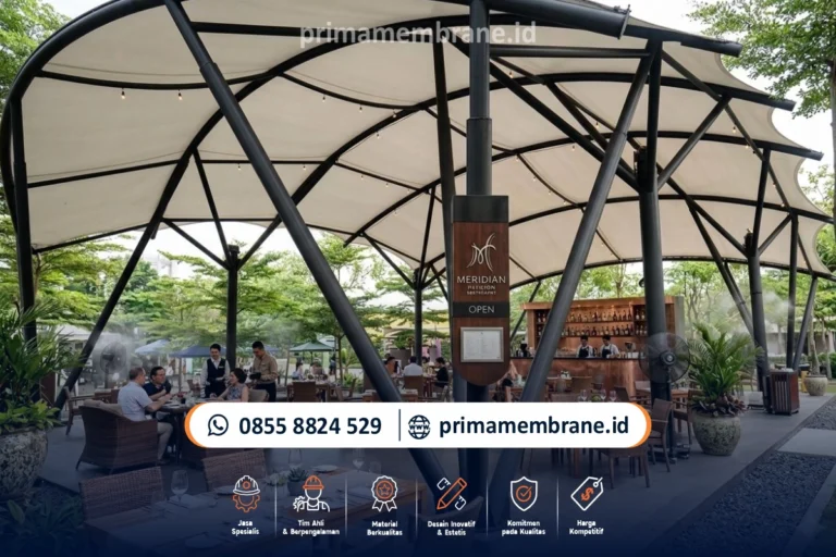 Desain Kanopi Membrane Cafe Modern untuk Coffee Shop