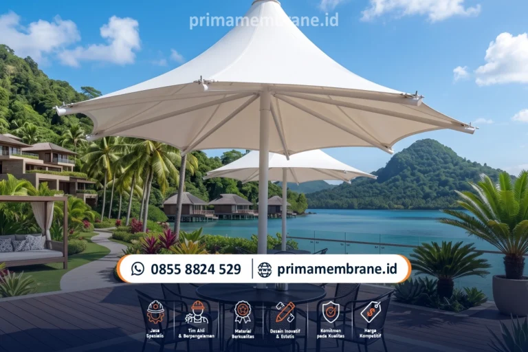 Konsep Tenda Payung Membrane untuk Area Komersial