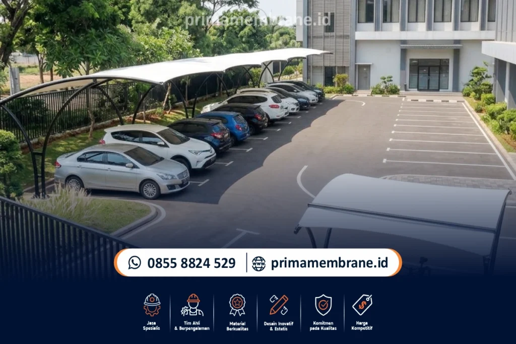 desain atap kanopi membrane parkiran