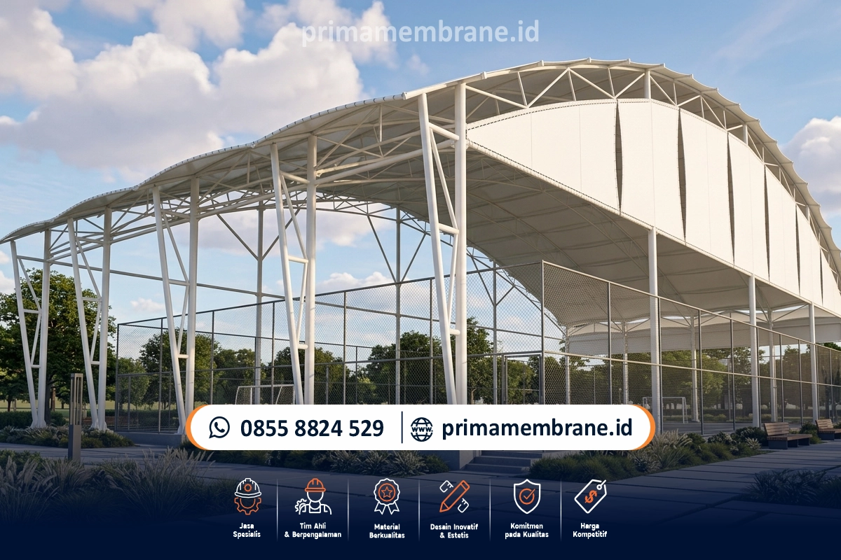 Konstruksi atap membrane untuk lapangan tenis modern